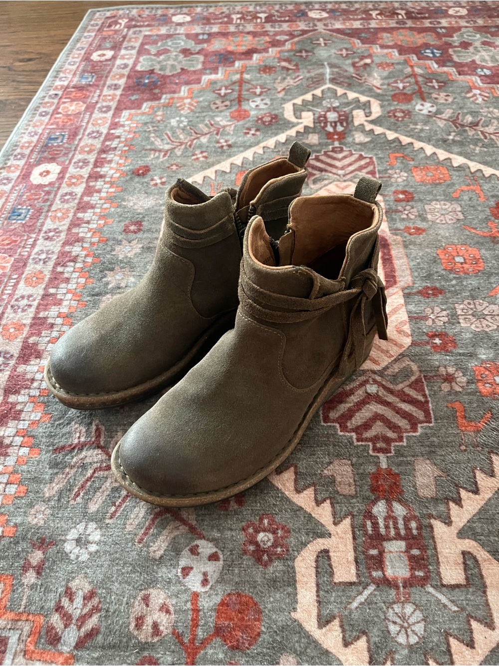 Born brown Suede Ankle Boots with Side Bow